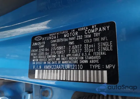 2020 Hyundai Kona Sel from USA, damaged, VIN KM8K22AA7LU412110